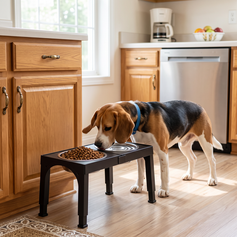 PetPilot Pet Food Bowl | Elevated, Adjustable, Large