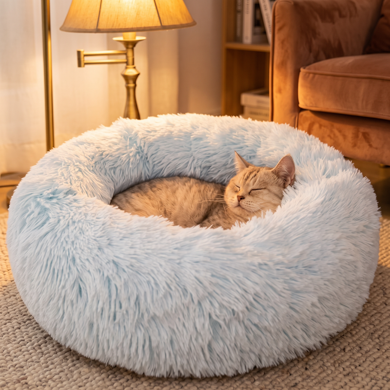 PetPilot Dog Bed | Comfortable Striped Plush Pet
