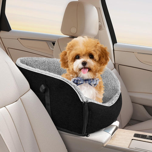 DOflight Dog Car Seat for Small Dog Up to 12lbs Middle Console Doggie Seat Puppy Car SeatSmall Pet Booster (Black)