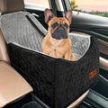 Dog Car Seat for Small Dogs Memory Foam Dog Booster Seat Elevated Pet Car Seat for Dogs up to 35 lbs Travel Safety Dog Car Bed with Washable Removable Cover Storage Pockets(GrayBlack)