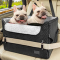 PETSFIT Dog Car Seat Medium Sized Dog Waterproof PU Leather Dog Seat for Car with Patented Safe Buckles 2 Clip-On Safety Leashes Suitable for 2 Small Dogs or a Medium Dog (Medium Black)