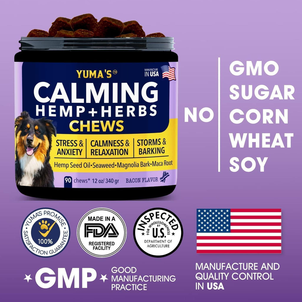 Hemp Calming Chews for Dogs with Anxiety and Stress Dog Calming Treats 90 Chews