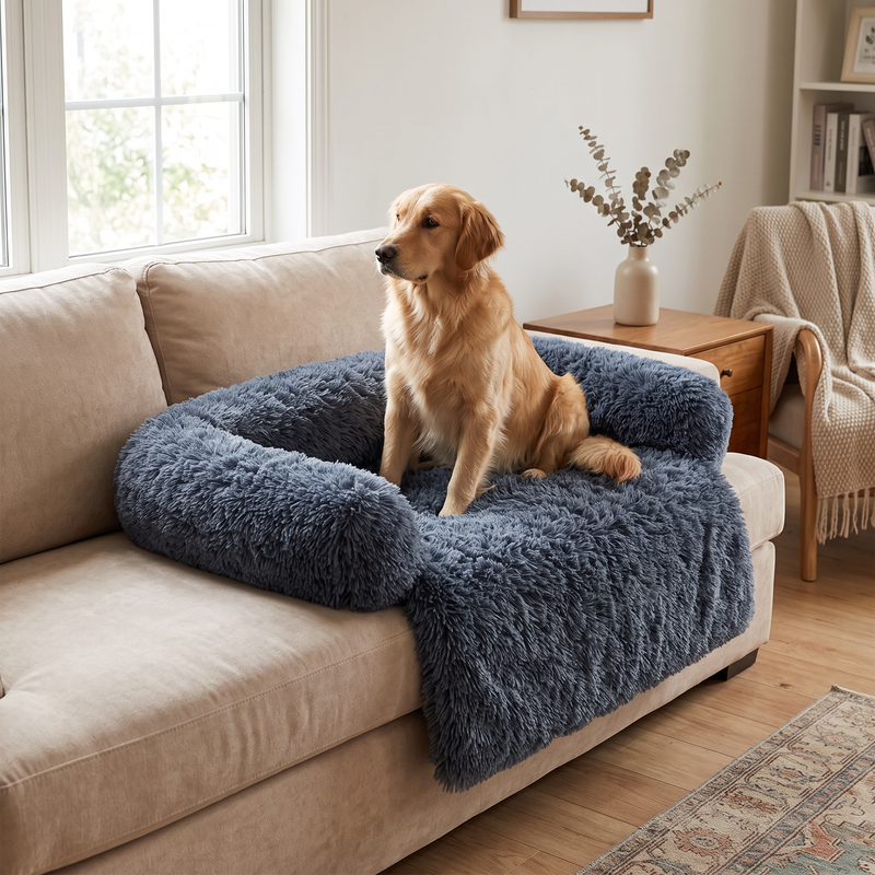PetPilot Dog Sofa Bed | Fluffy Plush Pet Sofa