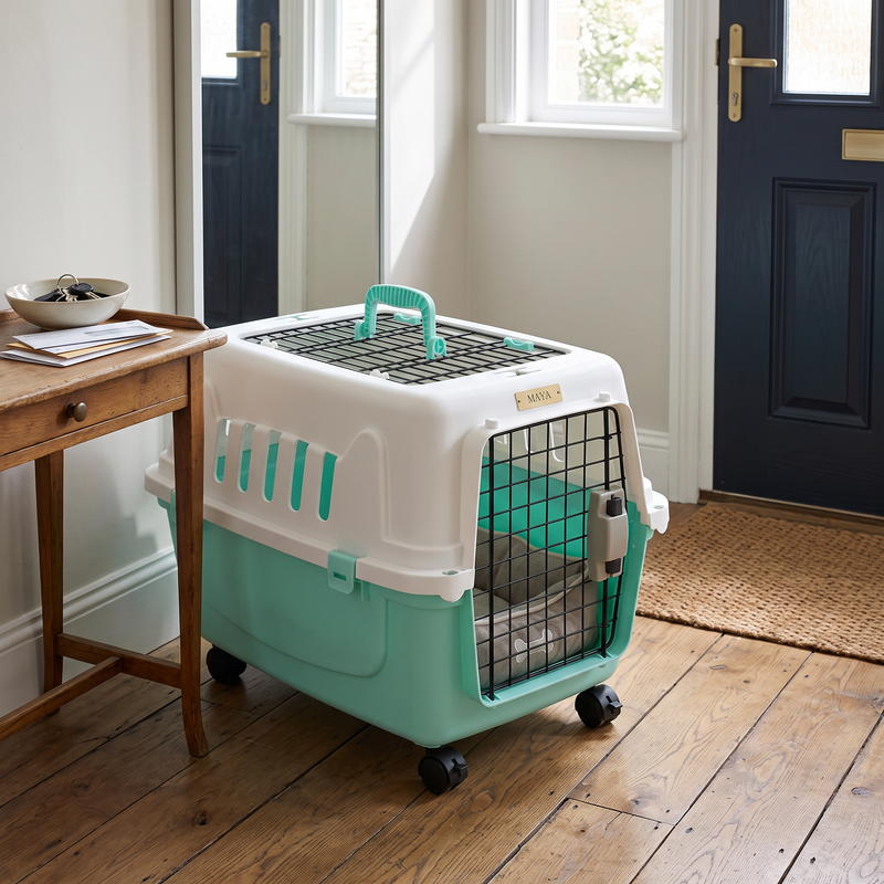 PetPilot Dog Crate | BS A207 Metal Dog Crate Hard-Sided Dog Travel Carrier With Push-Up Closure