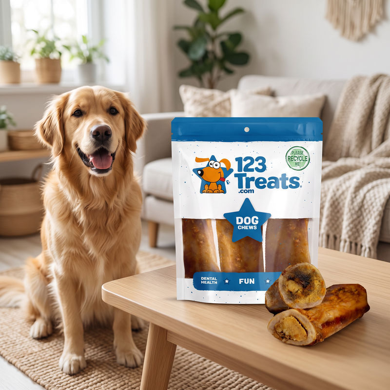 PetPilot Pet Supply | 123 Treats Marrow Bones For Dogs - 5-6 Inches (6 Count) Natural Beef Dog